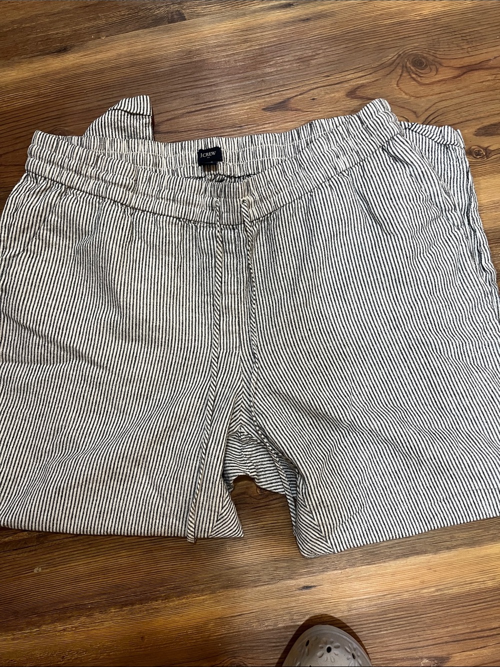 J. Crew Black and White Striped Drawstring Shorts